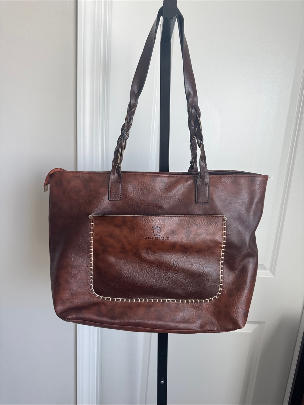 Handbag Tote in Rich Brown with Braided Straps